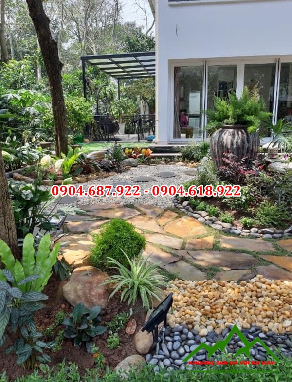 sỏi vàng trang trí sân vườn