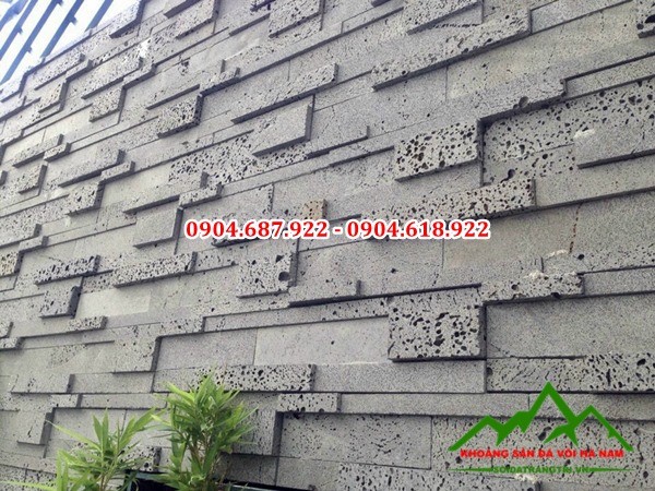 tường ốp đá ghép ong xám