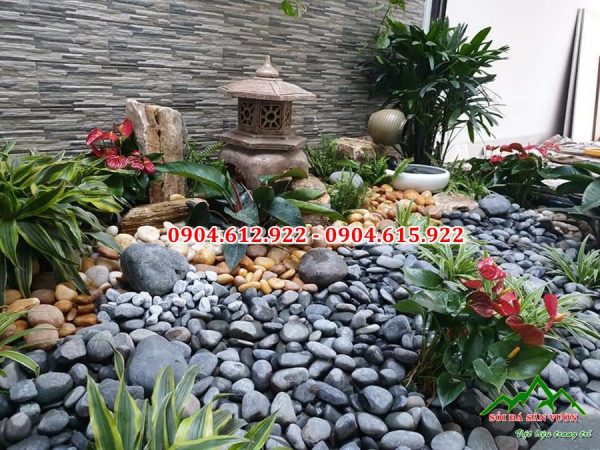 trang trí sân vườn bằng sỏi