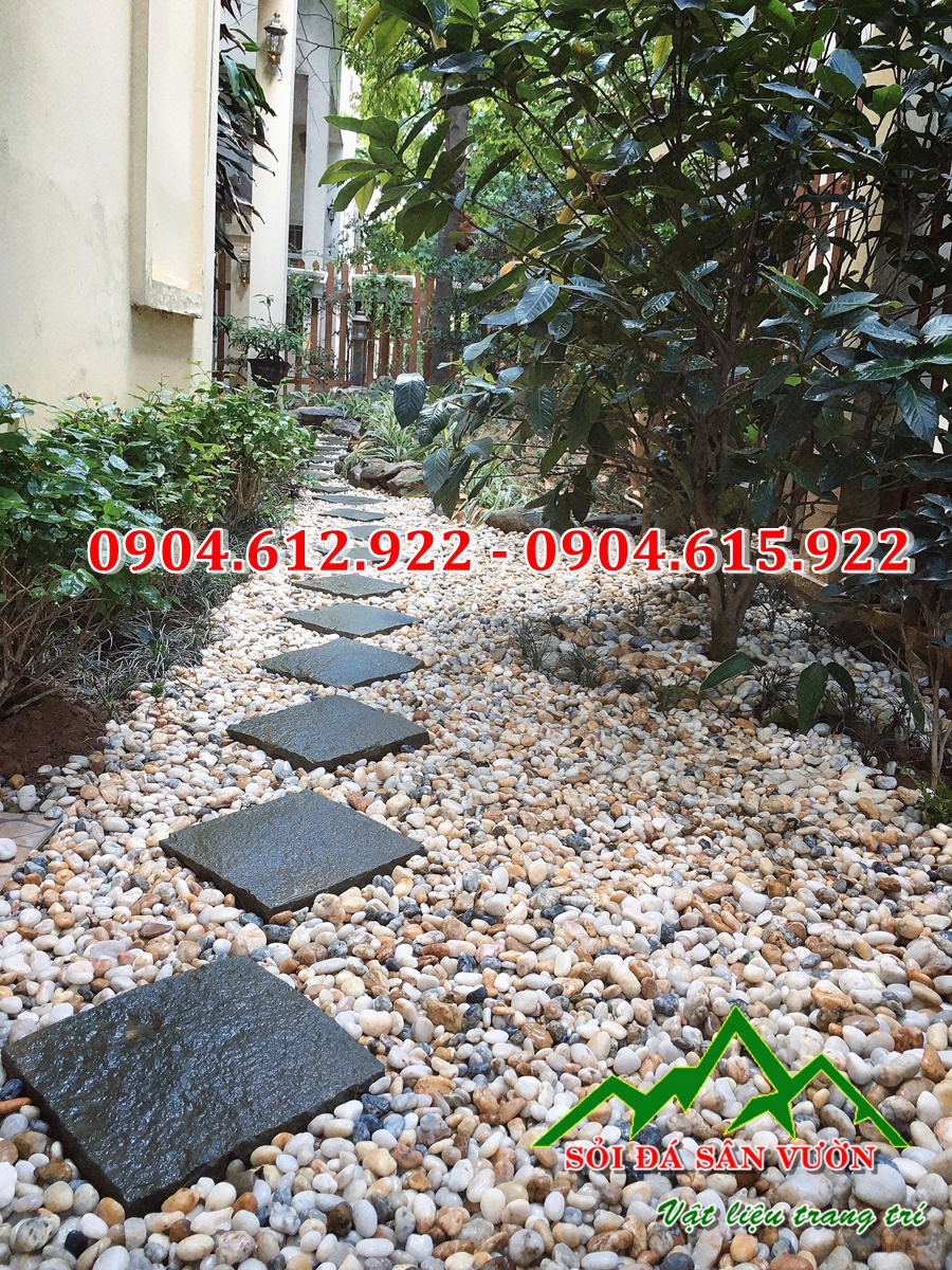 sỏi biển tự nhiên rải lối đi sân vườn