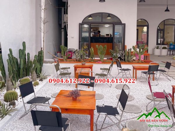 ứng dụng sỏi trang trí quán cafe