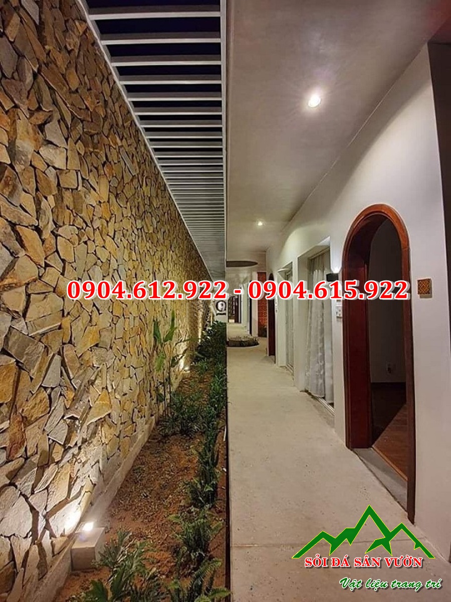 đá rối vàng ốp tường