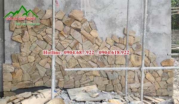 đá rối vàng vân gỗ ốp tường