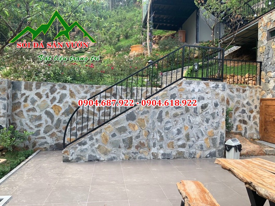 đá rối đa sắc ốp chân tường