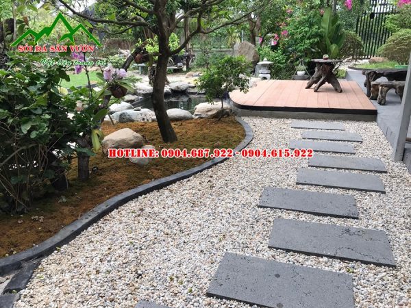 Sỏi nhiều màu rải sân vườn